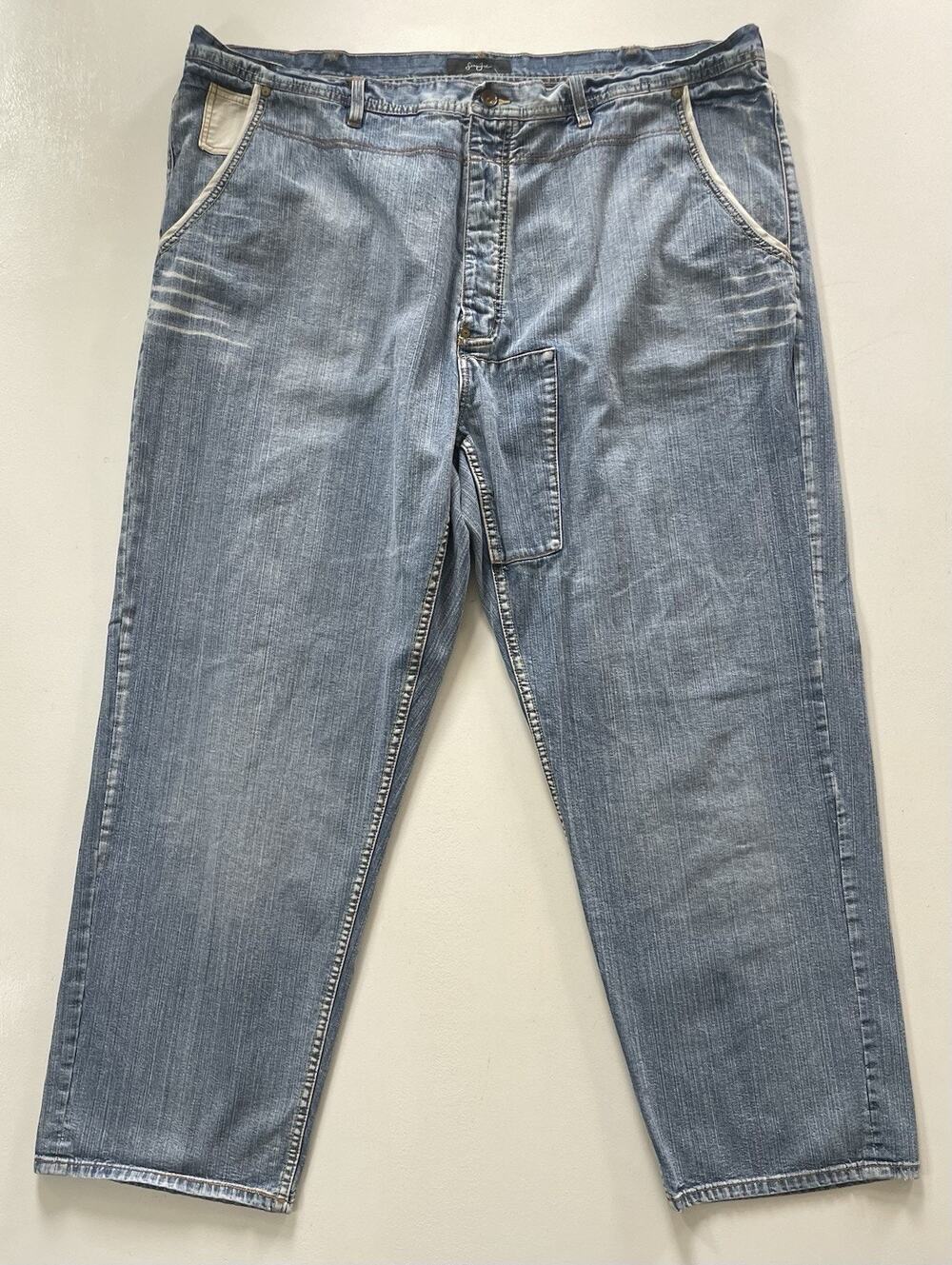 Sean John Jeans 48B Men's Distressed Wash Blue Denim Hip Hop y2k Baggy Patches